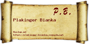 Plakinger Bianka névjegykártya